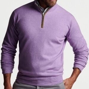 Peter Millar Men's Purple Quarter-Zip Sweater NWT